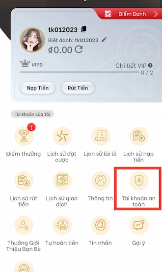 Tạo Mật Khẩu Rút Tiền